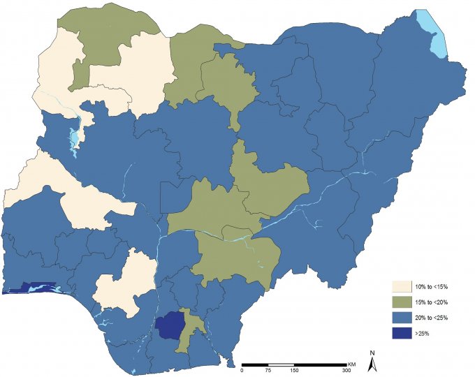 PfPR2-10 prediction decrease 2010-2015 by health district