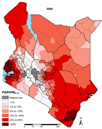 Malaria prevalence map Kenya